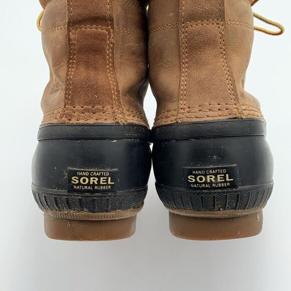 Sorel Cheyanne brown leather waterproof insulated duck boots Womans size 7 - Picture 9 of 11